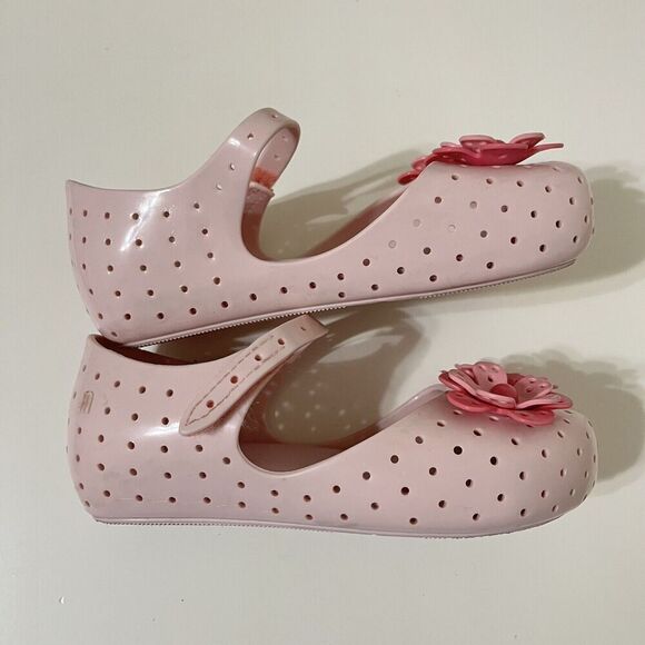 Mini Melissa Furadinha Perforated Pink Flower Sandals Toddler Girls Size 11 - Picture 2 of 12